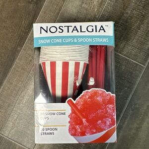 Nostalgia Snow Cone‎ Cups & Spoon Straws, 20 Ct